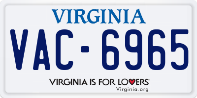 VA license plate VAC6965