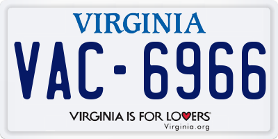 VA license plate VAC6966