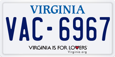 VA license plate VAC6967