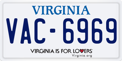 VA license plate VAC6969