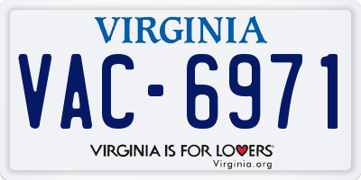 VA license plate VAC6971