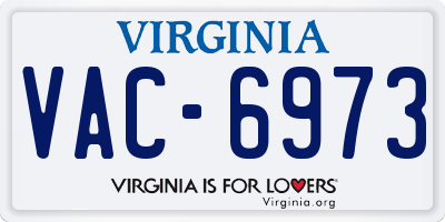 VA license plate VAC6973