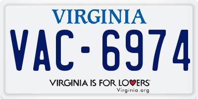 VA license plate VAC6974