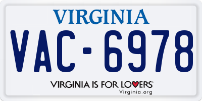 VA license plate VAC6978