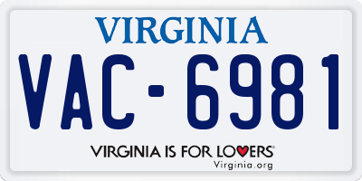 VA license plate VAC6981