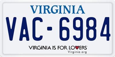 VA license plate VAC6984