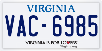 VA license plate VAC6985