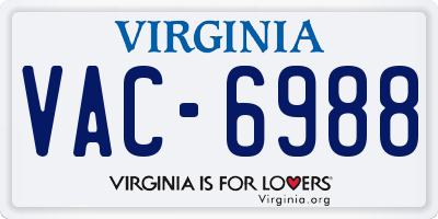 VA license plate VAC6988