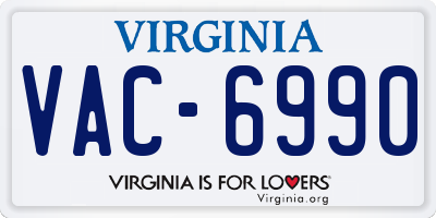 VA license plate VAC6990