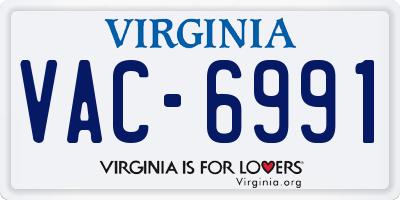 VA license plate VAC6991