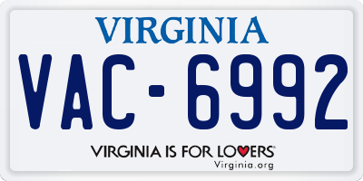 VA license plate VAC6992