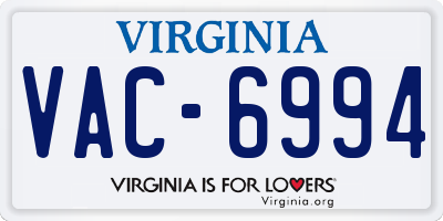 VA license plate VAC6994