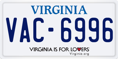 VA license plate VAC6996