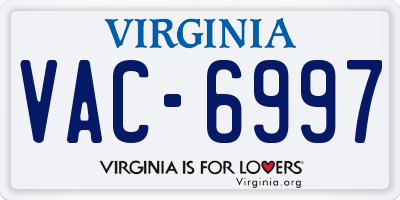 VA license plate VAC6997