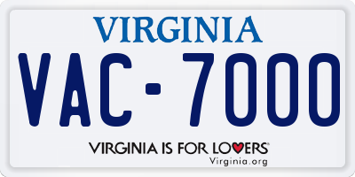 VA license plate VAC7000