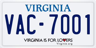 VA license plate VAC7001