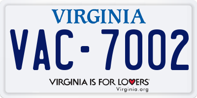 VA license plate VAC7002