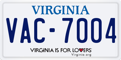 VA license plate VAC7004