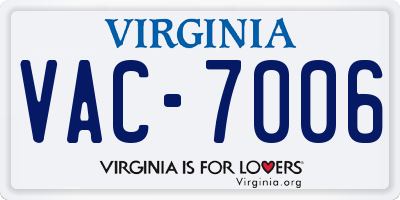 VA license plate VAC7006