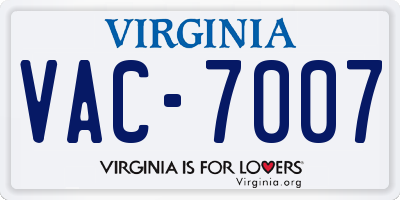 VA license plate VAC7007