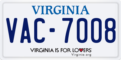 VA license plate VAC7008