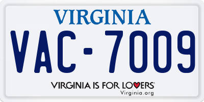 VA license plate VAC7009