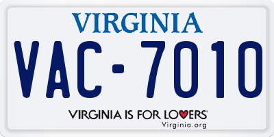 VA license plate VAC7010