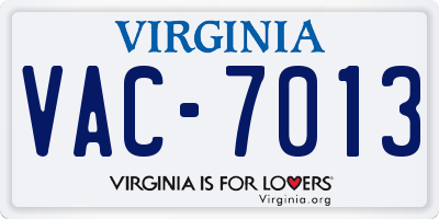 VA license plate VAC7013