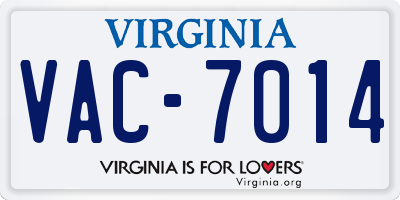 VA license plate VAC7014