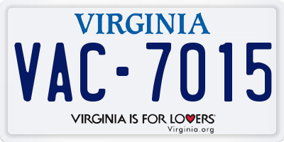 VA license plate VAC7015