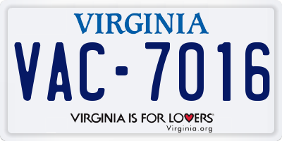 VA license plate VAC7016