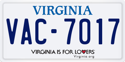 VA license plate VAC7017