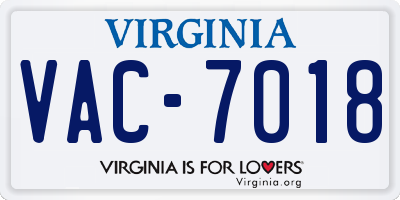 VA license plate VAC7018