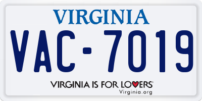 VA license plate VAC7019