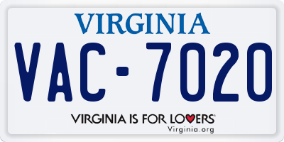 VA license plate VAC7020