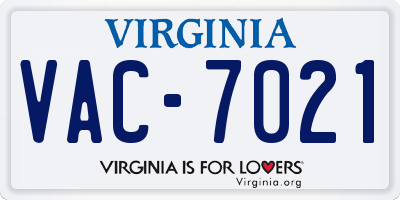 VA license plate VAC7021