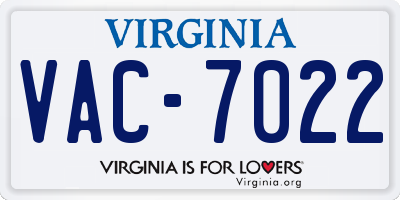 VA license plate VAC7022