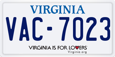 VA license plate VAC7023