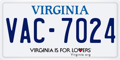 VA license plate VAC7024