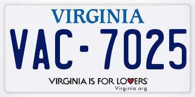 VA license plate VAC7025