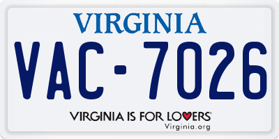 VA license plate VAC7026