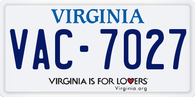 VA license plate VAC7027