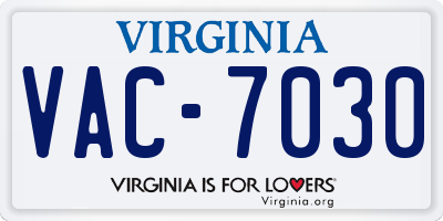 VA license plate VAC7030