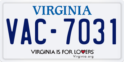 VA license plate VAC7031