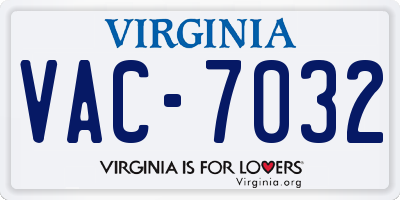 VA license plate VAC7032