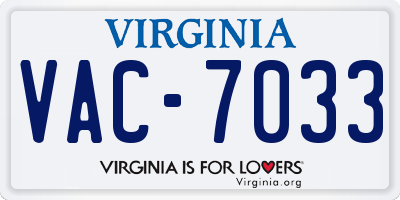 VA license plate VAC7033