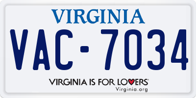 VA license plate VAC7034