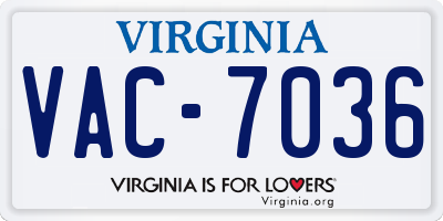 VA license plate VAC7036