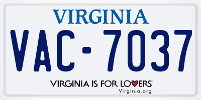 VA license plate VAC7037