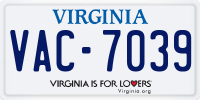 VA license plate VAC7039